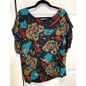 Vintage Unbranded Womens Floral Top Size 44 Dark Fairy Romantic Artsy Unique 90s
